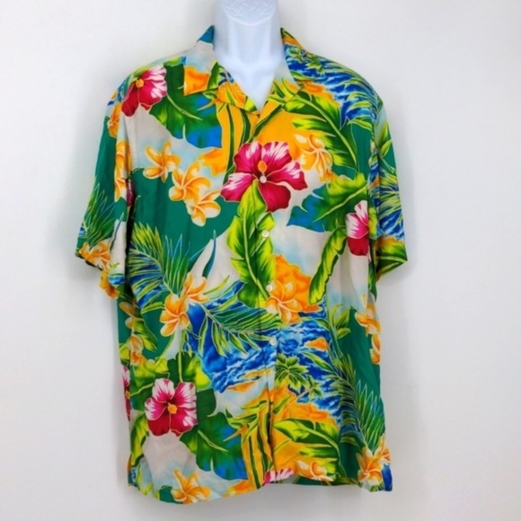 Polo by Ralph Lauren Tropical Aloha‎ Hawaiian Shirt Caldwell 100% Viscose Large - Picture 1 of 11